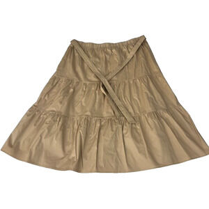 Jones New York Skirt Womens XL 3 Tiered Self Tie Maxi Tan Khaki